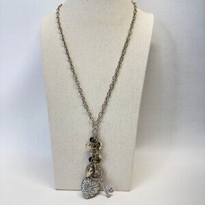 Heart Pendant Charm Necklace Lock Key Love Silver-Tone Sparkle